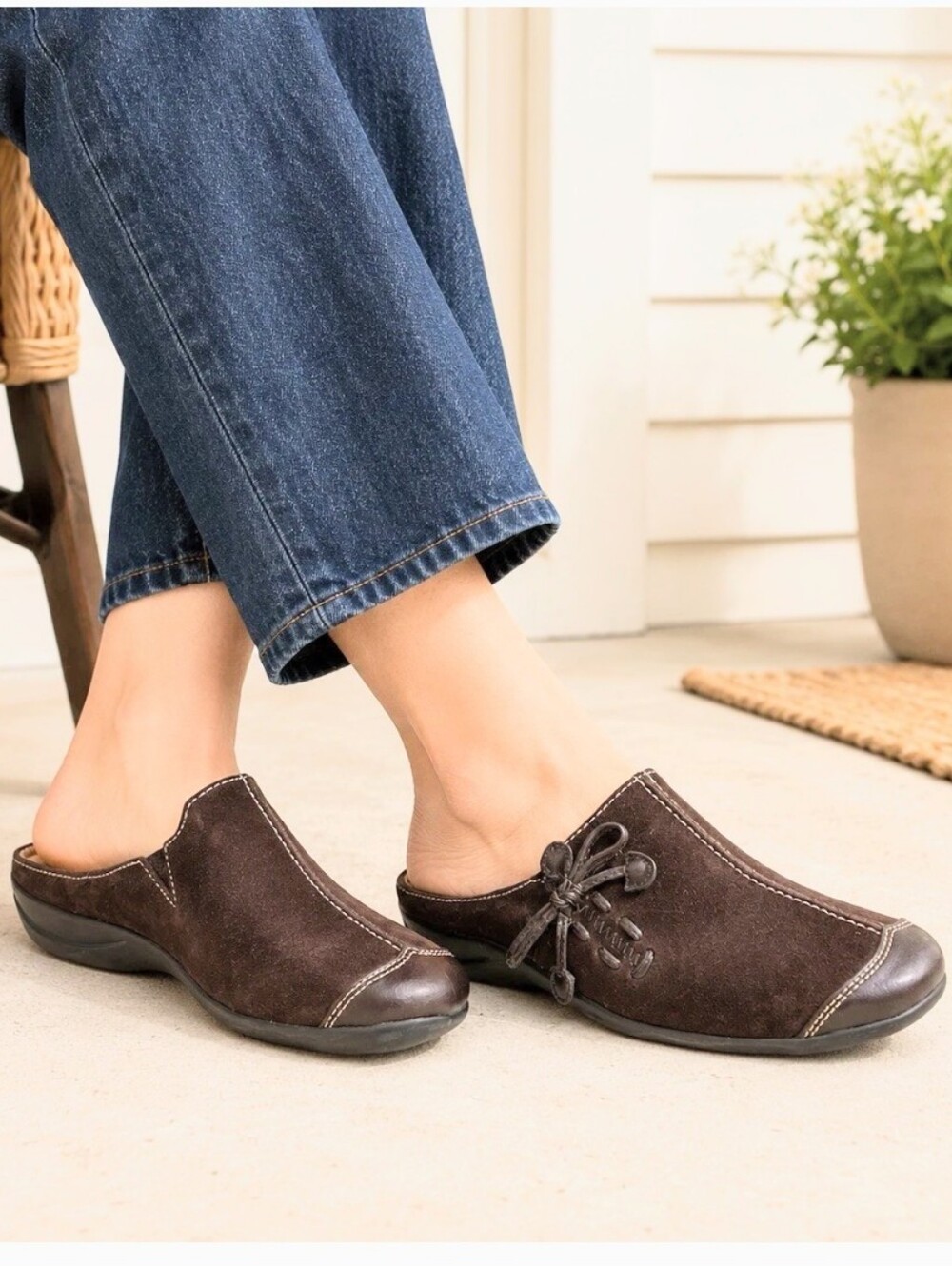 Naturalizer Women's Brown Suede Leather Driving Slip-On Mules Comfort Loafers 7